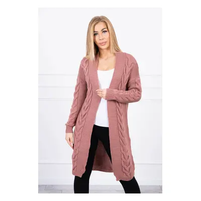 Cardigan sweater braid dark pink