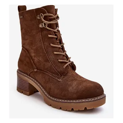 Women's lace-up shoes on a low heel brown Adinail