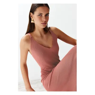 Trendyol Dried Rose Maxi Knitwear Basic Dress