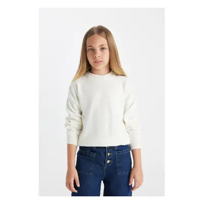 DEFACTO Girl's Standard Fit Crew Neck Sweater