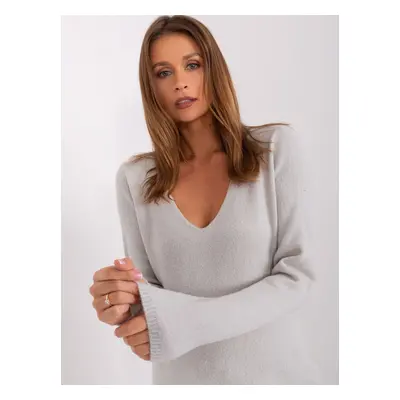 Light gray women's classic neckline sweater