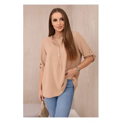 Blouse with a longer back Camel