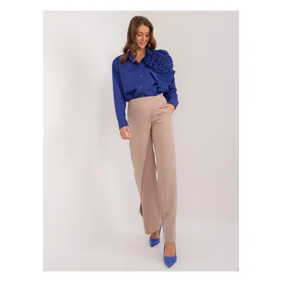 Dark beige women's fabric trousers