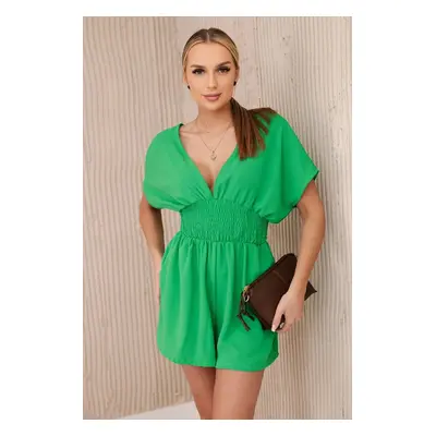 Light green jumpsuit with ruffled waistband