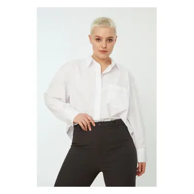 Trendyol Curve White Boyfriend Woven Shirt