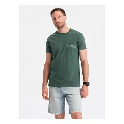 Ombre Streetstyle men's cotton t-shirt with pocket print - dark green