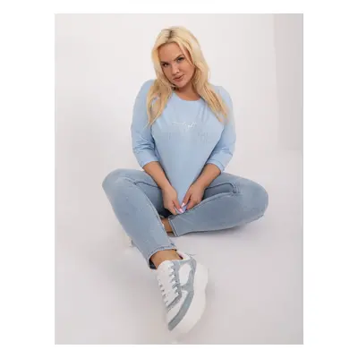 Light blue blouse plus size with slits