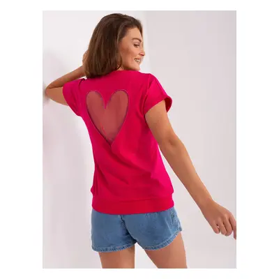 Fuchsia blouse for everyday wear with short sleeves