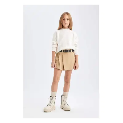 DEFACTO Girl Elastic Waist Pleated Shorts Skirt