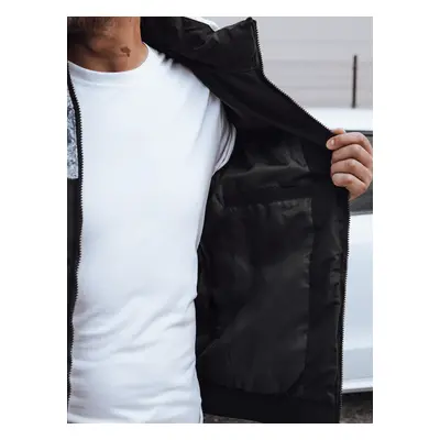 Men's winter quilted jacket with hood black Dstreet