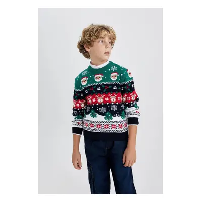 DEFACTO Boy's Christmas Themed Mini Me Crew Neck Sweater