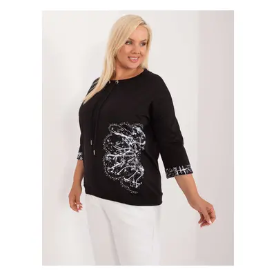 Black blouse plus size with 3/4 sleeves