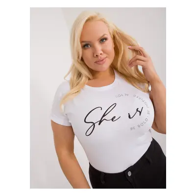 White plus-size T-shirt with rhinestone appliqué