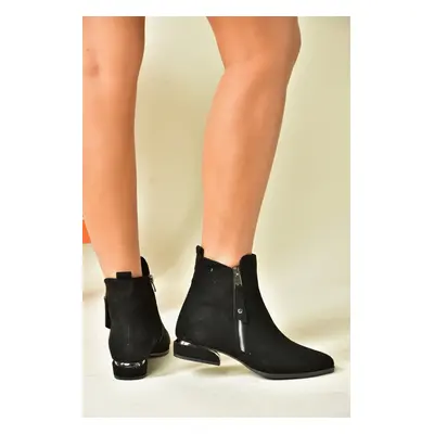 Fox Shoes Women's Black Suede Low Heeled Boots