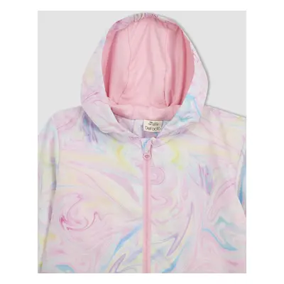 DEFACTO Baby Girl Water Repellent Patterned Hooded Coat