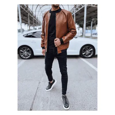 Leather men's camel bomber jacket Dstreet