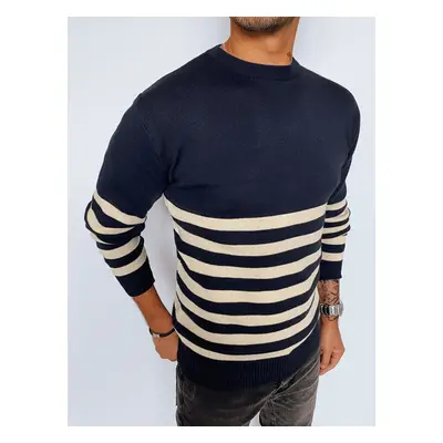 Men's Navy Blue Striped Dstreet Sweater