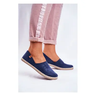 Women's velour espadrilles dark blue vulcano