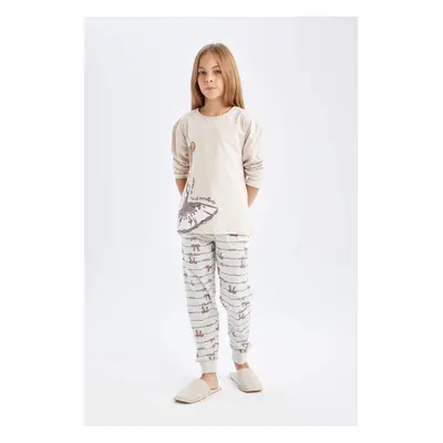 DEFACTO Girl Printed Long Sleeve Thin Pajama Set