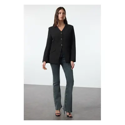 Trendyol Black V Neck Woven Blazer Jacket