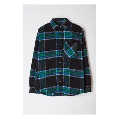 Trendyol Black Oversize Fit Winter Checkered Lumberjack Shirt Jacket