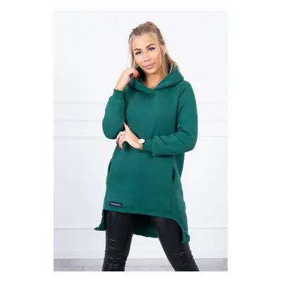 Insulated sweatshirt with longer back dark green