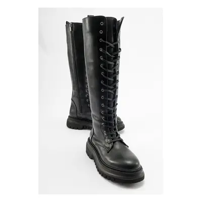 LuviShoes PEGOS Black Lace-Up Zippered Women's Boots