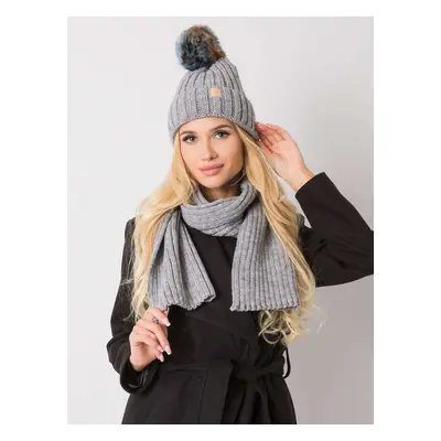 RUE PARIS Grey winter set, hat and scarf