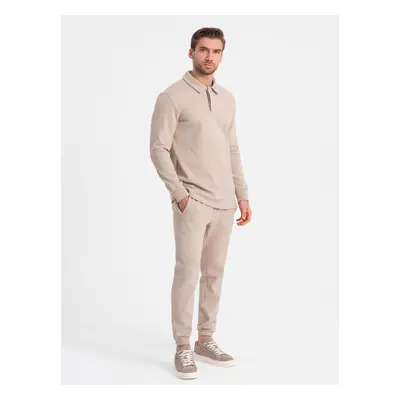 Ombre Men's tracksuit set sweatshirt with polo collar + pants