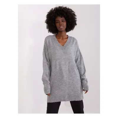 Women's Grey Classic Neckline Sweater