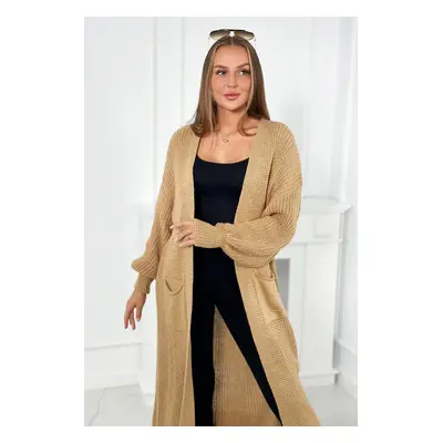 Sweater long cardigan camel