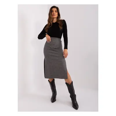 Black and grey women's midi skirt