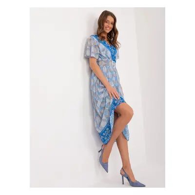 Blue women's dress with print