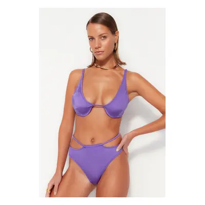 Trendyol Purple Piping High Derék Normál láb Bikini alsó