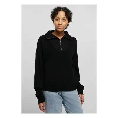 Women's Oversized Knit Troyer - Black