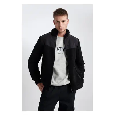 DEFACTO Modern Fit Stand Collar Fleece Lined Plush Coat