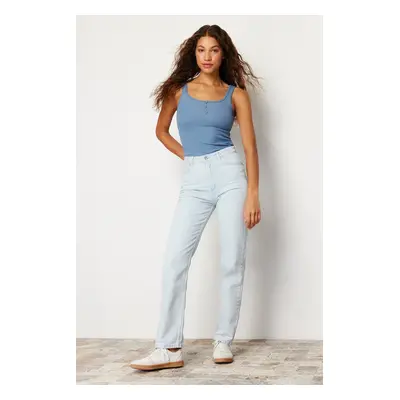 Trendyol Ice Blue High Waist Straight Jeans