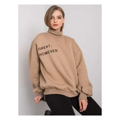 Dark beige warm sweatshirt with turtleneck