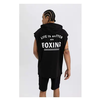 DEFACTO Fit Oversize Fit Wide Mold Printed Hooded Sports Undershirt