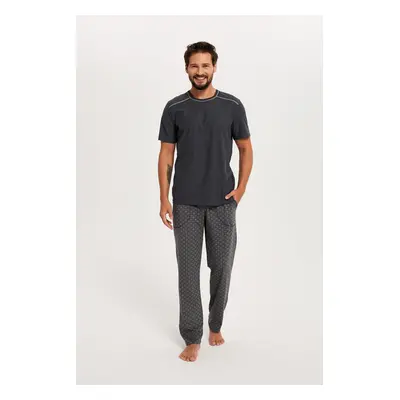 Men's pyjamas Abel, short sleeves, long legs - graphite/print