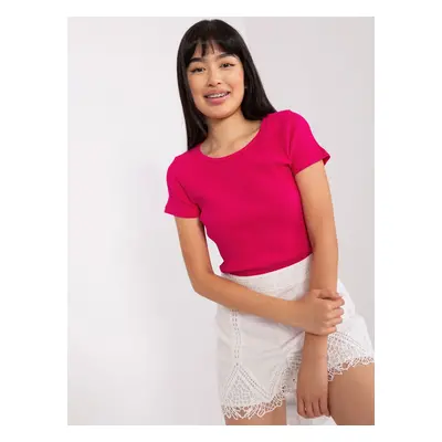 Fuchsia basic women's blouse with short sleeves