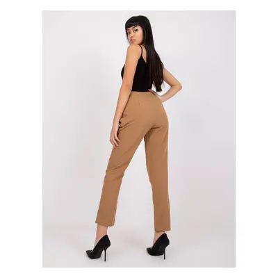 Brasilia camel long fabric trousers