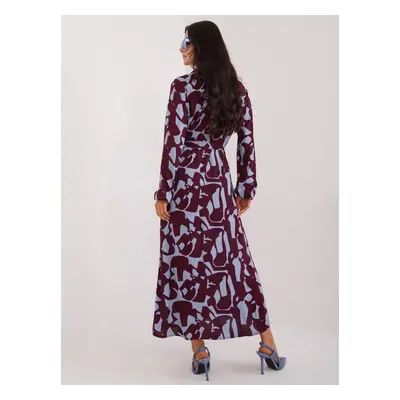 Burgundy maxi shirt dress with SUBLEVEL patterns