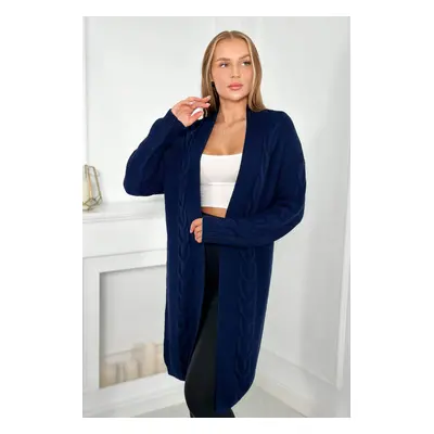 Cardigan sweater weave braid navy blue