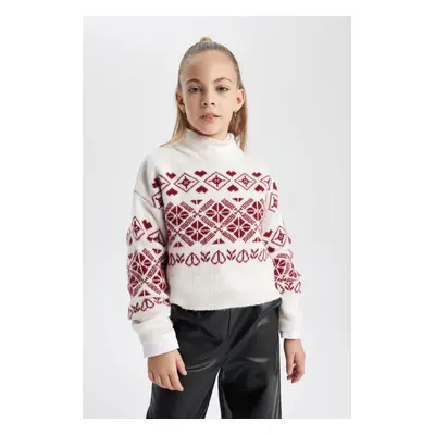 DEFACTO Girls New Year Themed Crew Neck Sweater