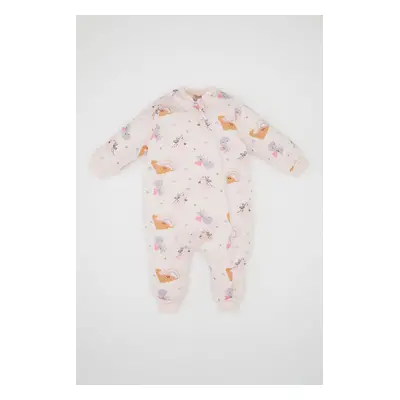 DEFACTO Baby Girl Newborn 1.6 Tog Fiber Dinosaur Printed Combed Cotton Long Sleeve Jumpsuit