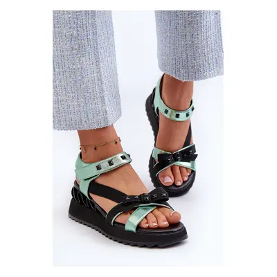 Women's sandals with bow D&A green