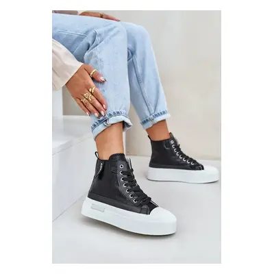 Women's platform sneakers black Averira