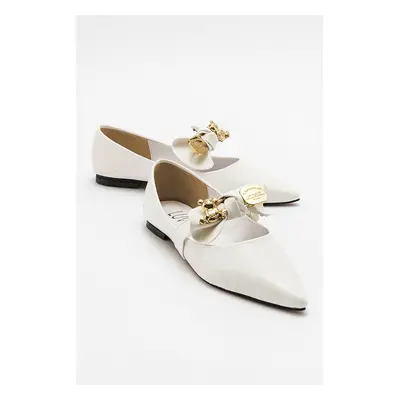 LuviShoes HELSI White Bowknot Women's Ballerinas