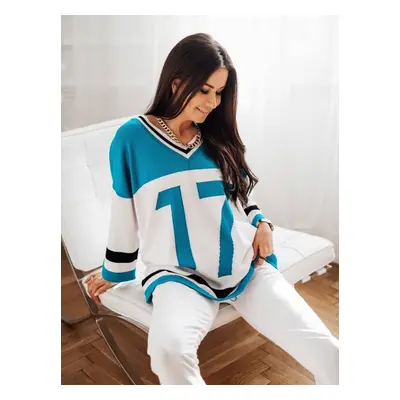 Turquoise-white sweater Cocomore cmgB160a.R01